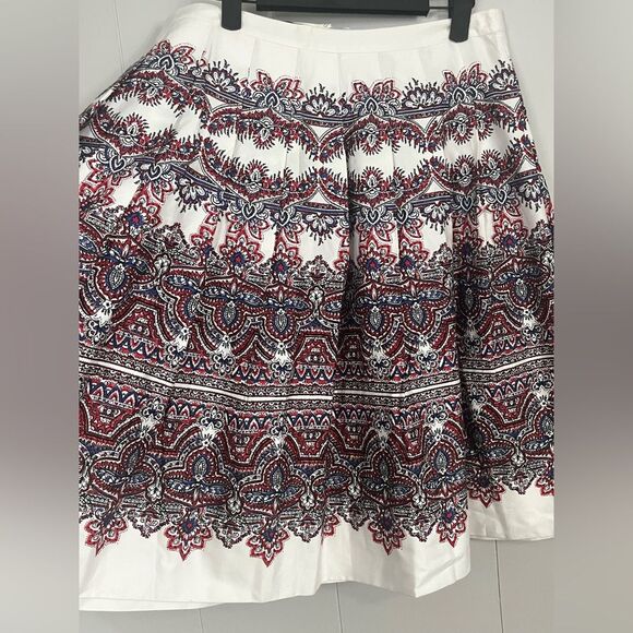 NWT Talbots Petite Paisley Pleated A-Line Cotton Blend Skirt Size 8P - Picture 2 of 8